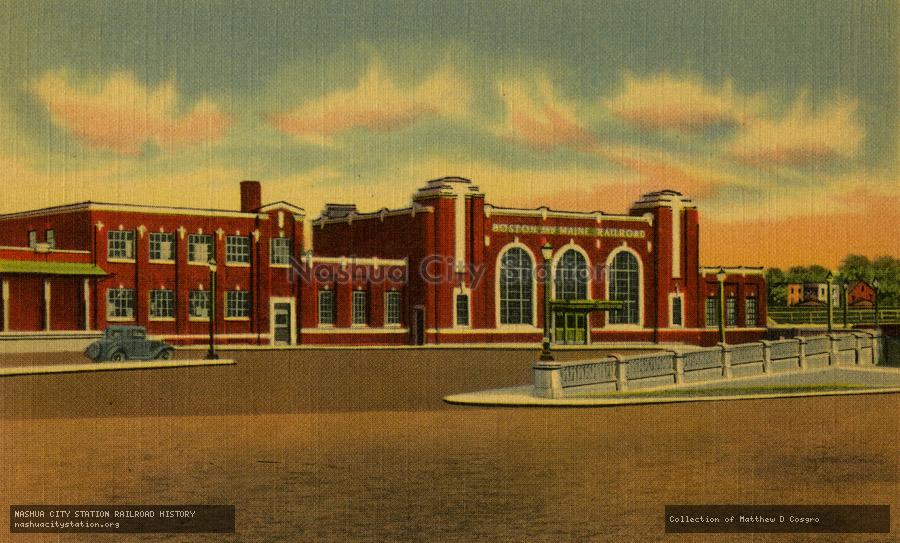 Postcard: Boston & Maine Railroad Depot, Lawrence, Massachusetts